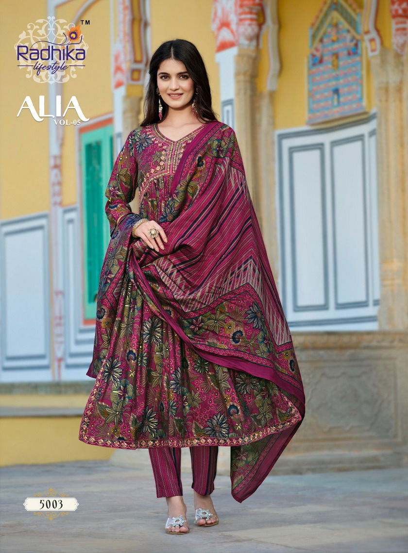 Alia Vol 5 By Radhika Alia Cut Kurti With Bottom Dupatta Catalog